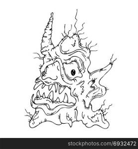 Fantastic fairy awful creature (vector cartoon outline graphic illustration)