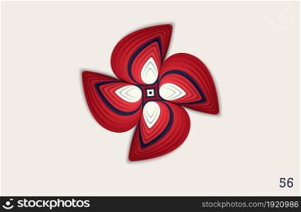Fantastic flower. Paper art design element composed by overlapping elements. Strict and symmetrical 3D layered structure. Vector illustration. Fantastic flower. Paper art design element composed by overlapping elements. Strict and symmetrical 3D layered structure. Vector graphics