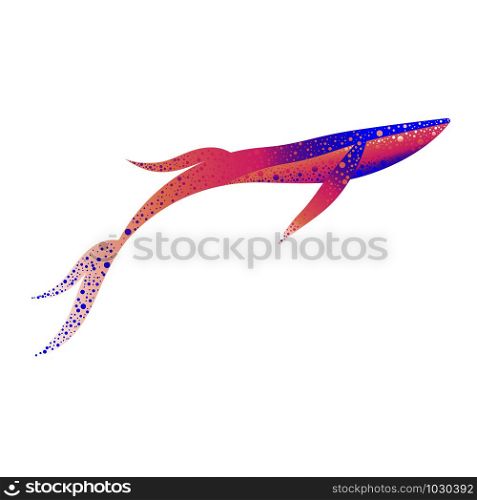 Fantastic whale. Cartoon flat style. Isolated on white