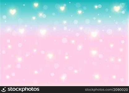 Fantasy background. Pattern in pastel colors. Multicolored sky with stars and hearts. Vector.. Fantasy background. Pattern in pastel colors. Multicolored sky with stars and hearts. Vector
