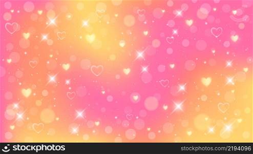 Fantasy background. Pattern in pastel colors. Pink sky with stars and hearts. Vector.. Fantasy background. Pattern in pastel colors. Pink sky with stars and hearts. Vector