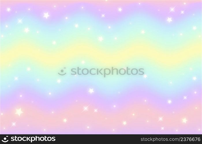 Fantasy background. Pattern in pastel colors. Wavy multicolored unicorn sky with stars and hearts. Vector.. Fantasy background. Pattern in pastel colors. Wavy multicolored unicorn sky with stars and hearts. Vector