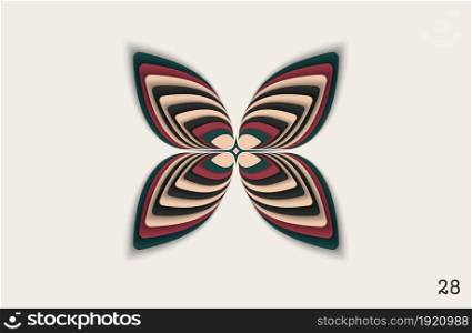 Fantasy butterfly. Paper art design element composed by overlapping elements. Strict and symmetrical 3D layered structure. Vector illustration. Fantasy butterfly. Paper art design element composed by overlapping elements. Strict and symmetrical 3D layered structure. Vector graphics