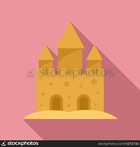 Fantasy castle sand icon. Flat illustration of fantasy castle sand vector icon for web design. Fantasy castle sand icon, flat style