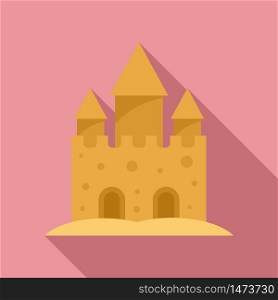 Fantasy castle sand icon. Flat illustration of fantasy castle sand vector icon for web design. Fantasy castle sand icon, flat style