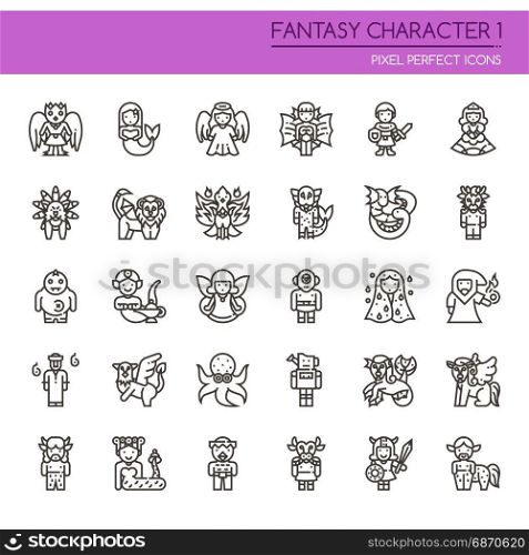 Fantasy Character 1 , Thin Line and Pixel Perfect Icons