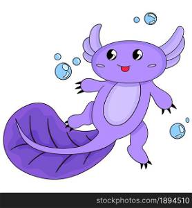 fantasy creature in the water. cartoon illustration cute little girl sticker