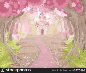 Fantasy landscape with magic fairy tale princess castle