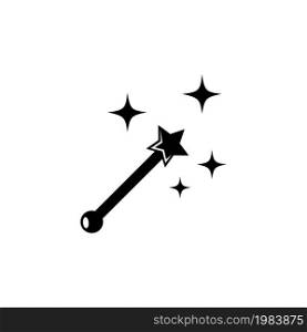 Fantasy Magic Wand, Fairies Tool. Flat Vector Icon illustration. Simple black symbol on white background. Fantasy Magic Wand, Fairies Tool sign design template for web and mobile UI element. Fantasy Magic Wand, Fairies Tool Flat Vector Icon