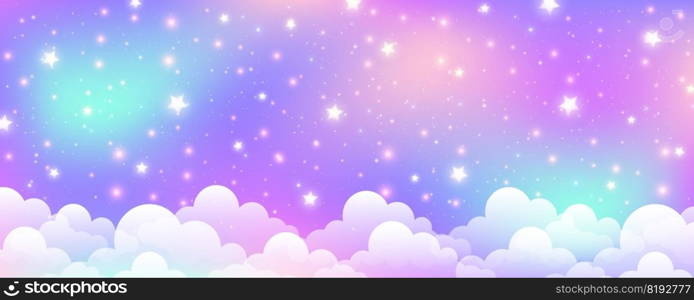 Fantasy pink unicorn background with clouds and stars. Pastel color sky. Magical landscape, abstract fabulous pattern. Cute candy wallpaper. Vector. Fantasy pink unicorn background with clouds and stars. Pastel color sky. Magical landscape, abstract fabulous pattern. Cute candy wallpaper. Vector.