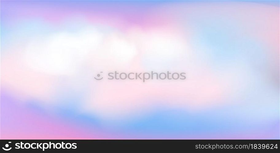 Fantasy Sky Background with Cute Pastel Colours in Realistic Style. Vector Pink Blue Clouds. Baby Unicorn Wallpaper.. Fantasy Sky Background with Cute Pastel Colours in Realistic Style. Pink Blue Clouds. Baby Unicorn Wallpaper. Vector Illustration.