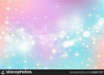 Fantasy watercolor illustration with rainbow pastel sky with stars. Abstract unicorn cosmic backdrop. Cartoon girlie vector illustration. Fantasy watercolor illustration with rainbow pastel sky with stars. Abstract unicorn cosmic backdrop. Cartoon girlie vector illustration.