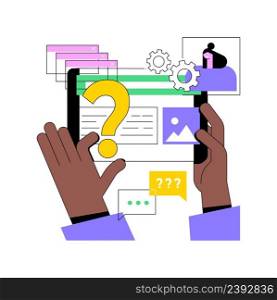 FAQ abstract concept vector illustration. Frequently asked questions, customer help, how-to, user interface, website menu bar, corporate page, product info, solve problem abstract metaphor.. FAQ abstract concept vector illustration.