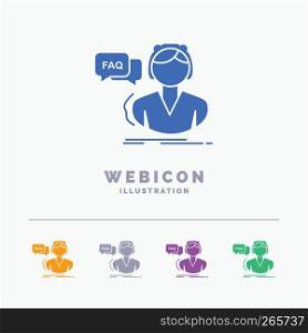 FAQ, Assistance, call, consultation, help 5 Color Glyph Web Icon Template isolated on white. Vector illustration