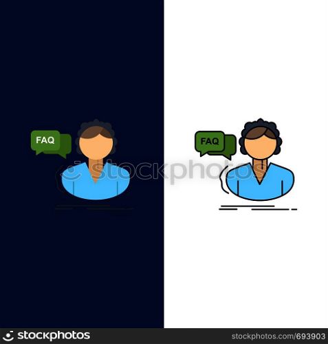 FAQ, Assistance, call, consultation, help Flat Color Icon Vector