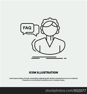 FAQ, Assistance, call, consultation, help Icon. Line vector gray symbol for UI and UX, website or mobile application. Vector EPS10 Abstract Template background
