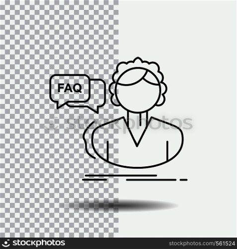FAQ, Assistance, call, consultation, help Line Icon on Transparent Background. Black Icon Vector Illustration. Vector EPS10 Abstract Template background