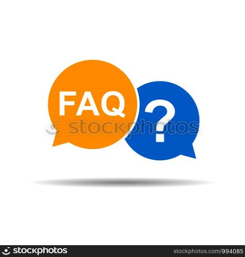 FAQ sign in speech bubble with shadow. Vector. FAQ sign in speech bubble with shadow