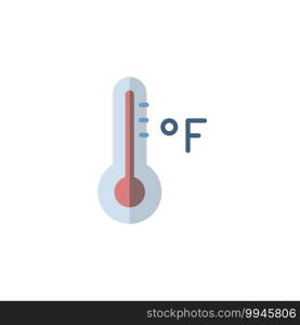 Farenheit thermometer. Flat color icon. Isolated weather vector illustration