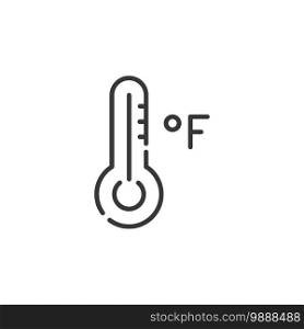 Farenheit thermometer thin line icon. Isolated outline weather vector illustration