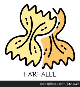 Farfalle pasta icon. Outline farfalle pasta vector icon color flat isolated on white. Farfalle pasta icon color outline vector