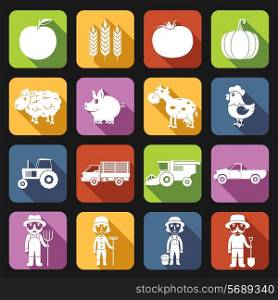 Farm agriculture farmer avatar flat icons set isolated vector illustration