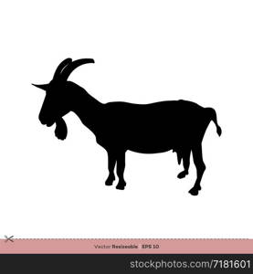 Farm Animal - Goat Silhouette Vector Logo Template Illustration Design. Vector EPS 10.