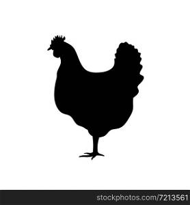 Farm animal silhouette in black on a white background ,Silhouettes hen isolated on white vector