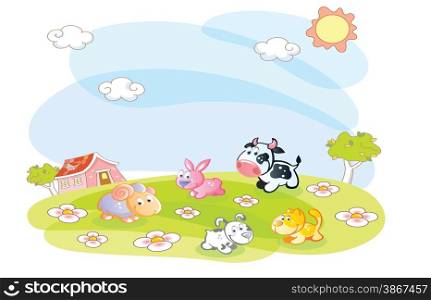 farm animals in the summer