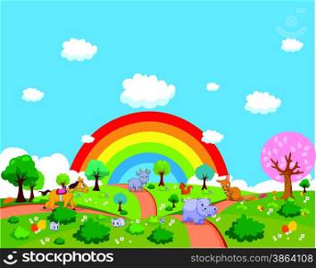 Farm animals with background