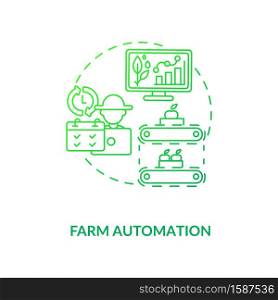 Farm automation concept icon. Modern agriculture innovation. Technologies for vegetable and fruit gardening industry idea thin line illustration. Vector isolated outline RGB color drawing. Farm automation concept icon