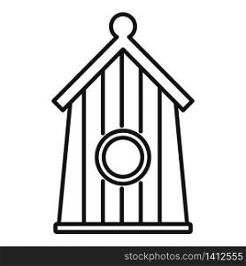 Farm bird house icon. Outline farm bird house vector icon for web design isolated on white background. Farm bird house icon, outline style