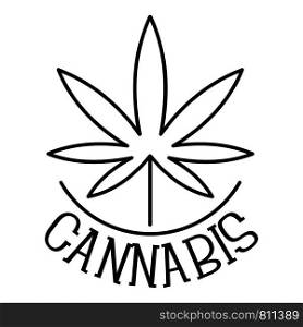 Farm cannabis leaf logo. Outline farm cannabis leaf vector logo for web design isolated on white background. Farm cannabis leaf logo, outline style