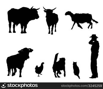 farm collection, vector silhouettes