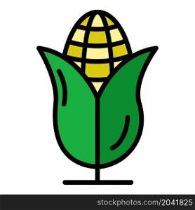 Farm corn icon. Outline farm corn vector icon color flat isolated. Farm corn icon color outline vector