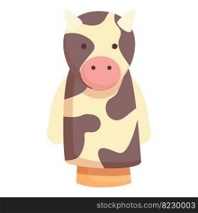 Farm cow puppet icon cartoon vector. Show stage. Animal doll. Farm cow puppet icon cartoon vector. Show stage