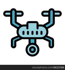 Farm drone icon outline vector. Digital farm. System data color flat. Farm drone icon vector flat