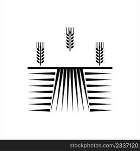 Farm Field Icon, Barn, Farmland Agriculture Icon Vector Art Illustration