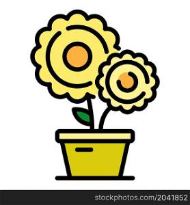 Farm flower pot icon. Outline farm flower pot vector icon color flat isolated. Farm flower pot icon color outline vector