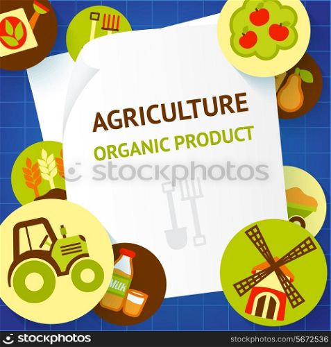Farm fresh natural products organic agriculture food background template vector illustration