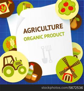 Farm fresh natural products organic agriculture food background template vector illustration