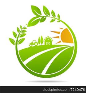 Farm fresh of vector emblems and stickers . Farming and agriculture, organic food, locally grown design elements for product packaging