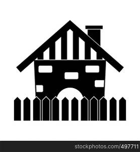 Farm house icon. Black simple style on white. Farm house icon