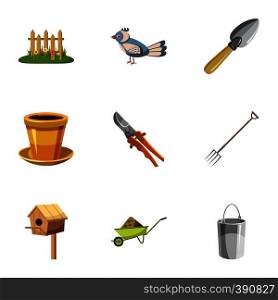 Farm icons set. Cartoon illustration of 9 farm vector icons for web. Farm icons set, cartoon style