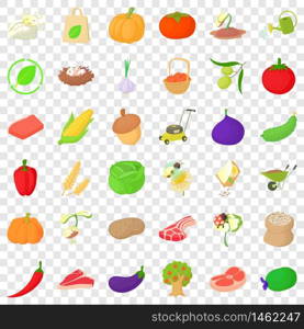 Farm icons set. Cartoon style of 36 farm vector icons for web for any design. Farm icons set, isometric style