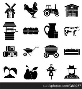 Farm icons set. Simple illustration of 16 farm vector icons for web. Farm icons set, simple style