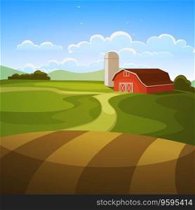 Farm landscape vector image