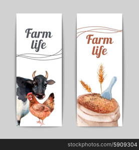 Farm life vertical flat banners set. Domestic animals breeding and crops harvesting farming production 2 vertical flat banners set abstract isolated vector illustration