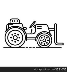 Farm lift tractor icon. Outline farm lift tractor vector icon for web design isolated on white background. Farm lift tractor icon, outline style