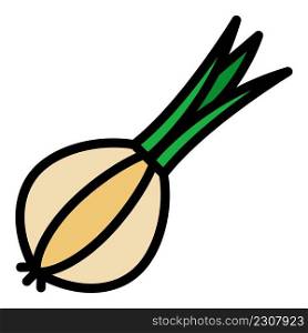 Farm onion icon. Outline farm onion vector icon color flat isolated. Farm onion icon color outline vector
